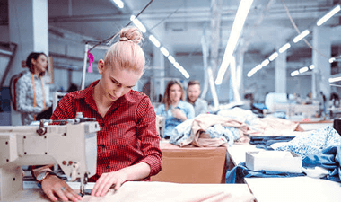 Production team working in a factory