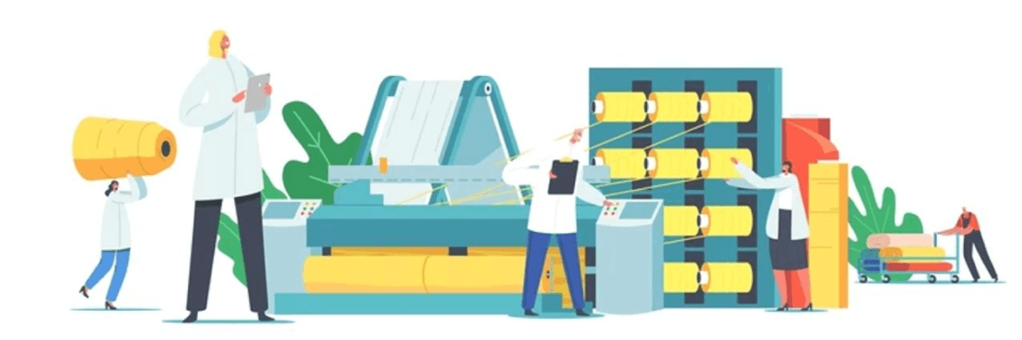 Clothing Production Line Cartoon